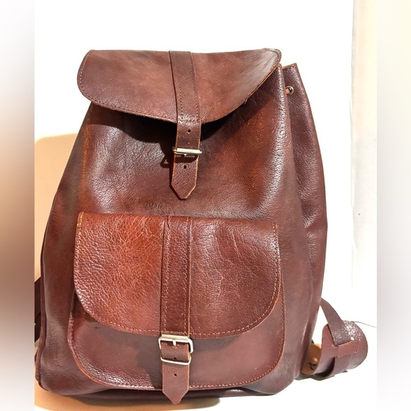 Handmade vintage unisex Brown Leather Men's Backpack